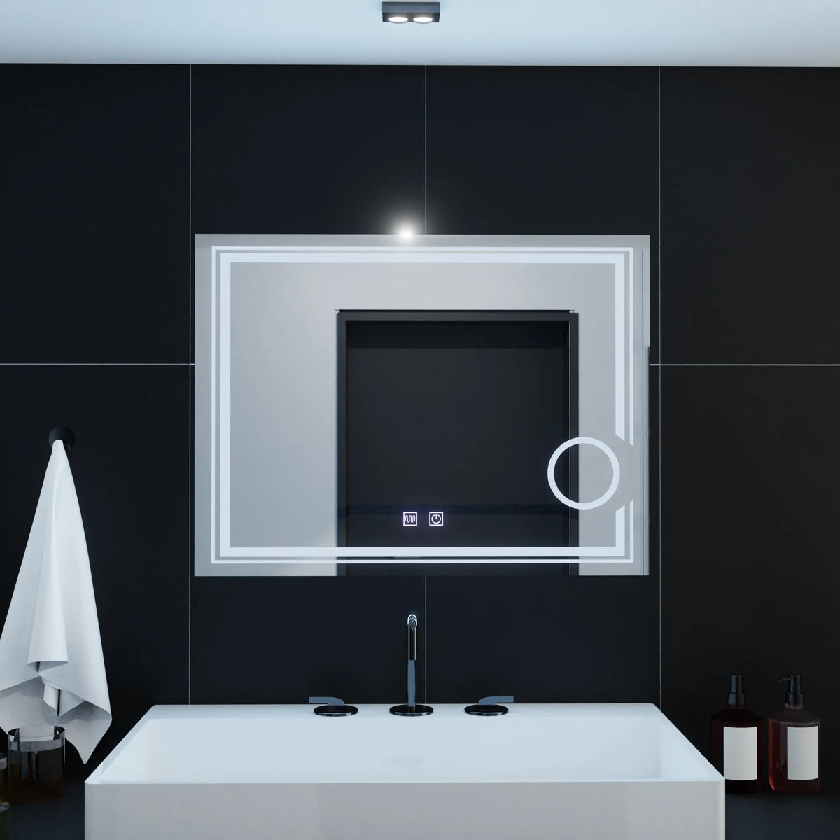 Oglinda LED Viena Rectangulara, 80x60cm, CANTO Touch, Sistem Dezaburire, Dimabila