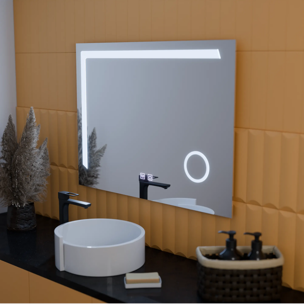 Oglinda LED Paris Rectangulara, 80x60cm, Linea Touch, Sistem Dezaburire, Dimabila