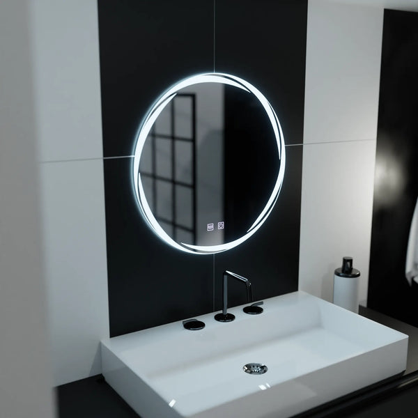 Oglinda LED Irina Rotunda 60cm,  Spirallus Touch, Sistem Dezaburire, Dimabila