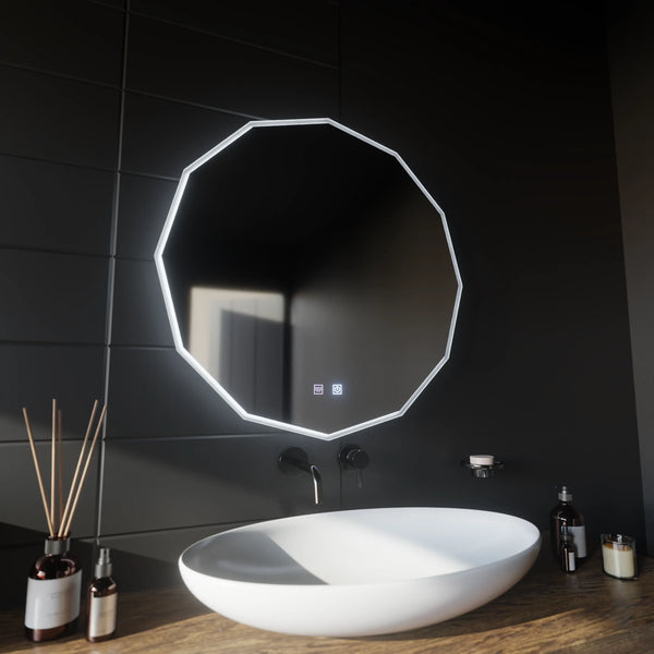 Oglinda LED Venetia Rotunda, 60cm, VIVO Touch, Sistem Dezaburire, Dimabila