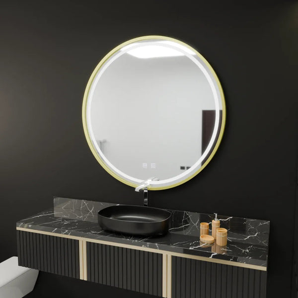 Oglinda LED Maria Rotunda, 70cm, Glanz Touch, Sistem Dezaburire, Dimabila
