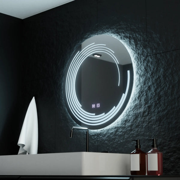 Oglinda LED Nice Rotunda, 70cm, Lira Touch, Sistem Dezaburire, Dimabila
