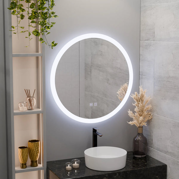 Oglinda LED Venetia Rotunda, 70cm, Noxia Touch, Sistem Dezaburire, Dimabila