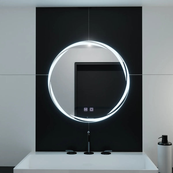 Oglinda LED Barcelona Rotunda, 70cm, Zaffiro Touch, Sistem Dezaburire, Dimabila