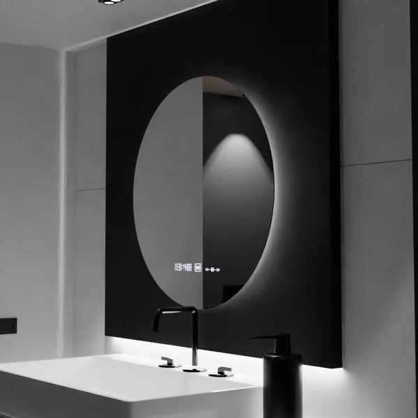 Oglinda LED Napoli Rotunda, 80cm, Serenite MotionGlow Marcello, Sistem Dezaburire, Ceas & Termometru, Dimabila