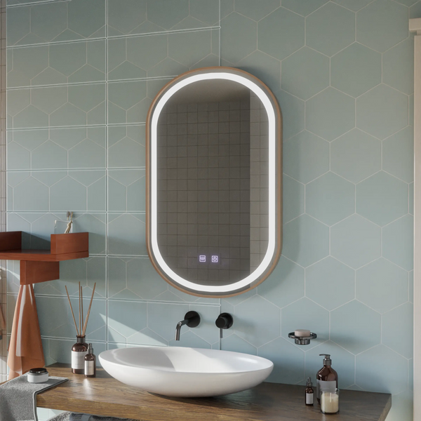 Oglinda LED Touch Porto Sistem Dezaburire 50x80 cm Rama Rose Gold