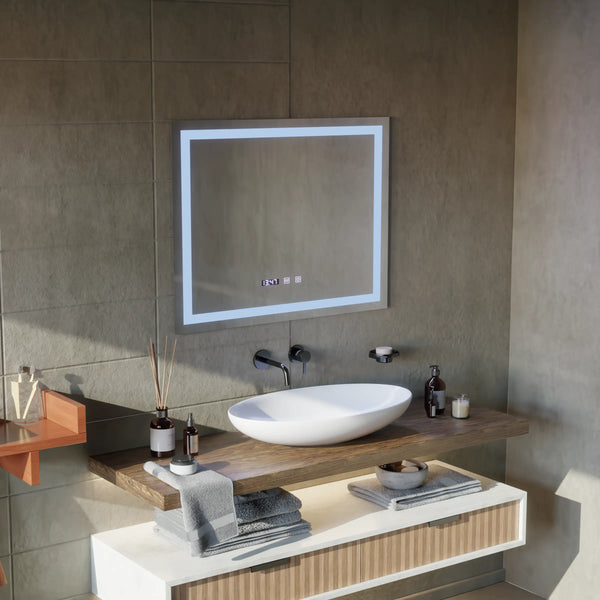 Oglinda LED Touch Roma Sistem Dezaburire, Ceas si Temperatura 80x60 cm