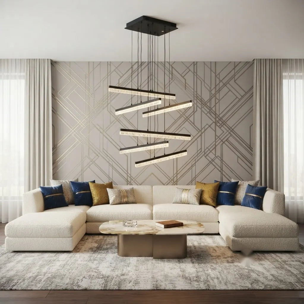 Pendul LED Napoli modern, 2000×600×600 mm, 144W, telecomandă,
