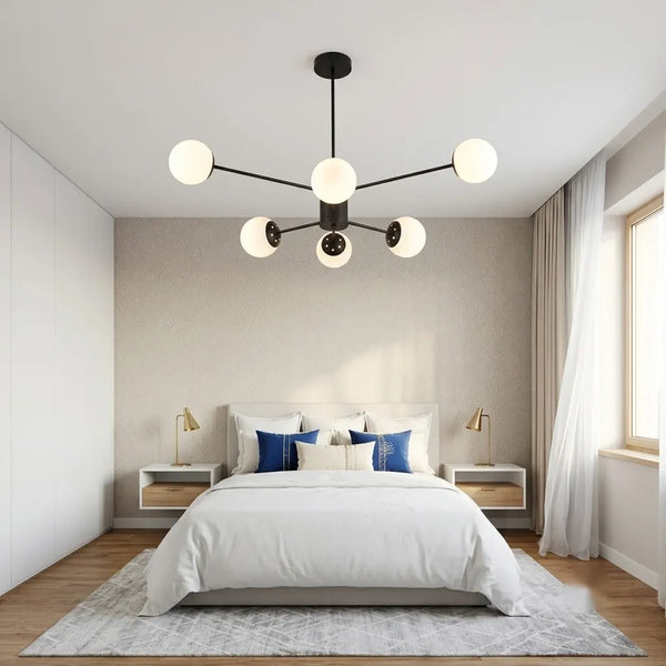 Pendul LED Sofia modern negru cu 6 brate – Design Elegant