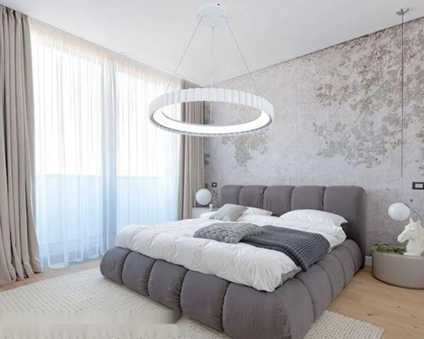 Pendul LED Vienna suspendata rotund alb cu design ondulat și telecomandă – 62W