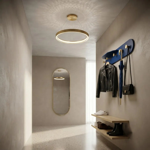 Pendul Led Elena cu cerc A19/600mm-68W Auriu