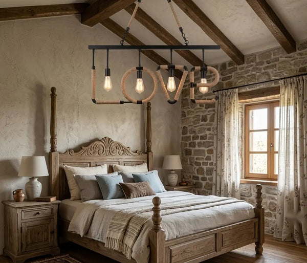 Pendul rustic Irina cu 4 becuri, Ø1000×H290 mm, E27 max 60W, JD-83