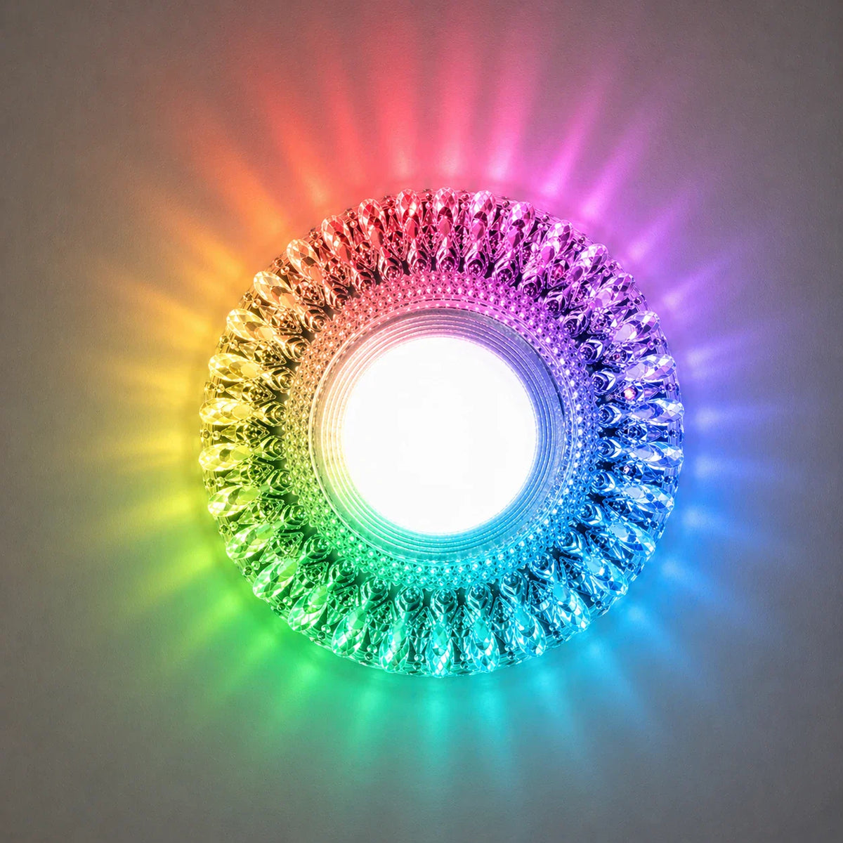 Spot LED Vienna, 5W, Rotund, Lumina Rece + RGB, Alb, Rasina si Sticla