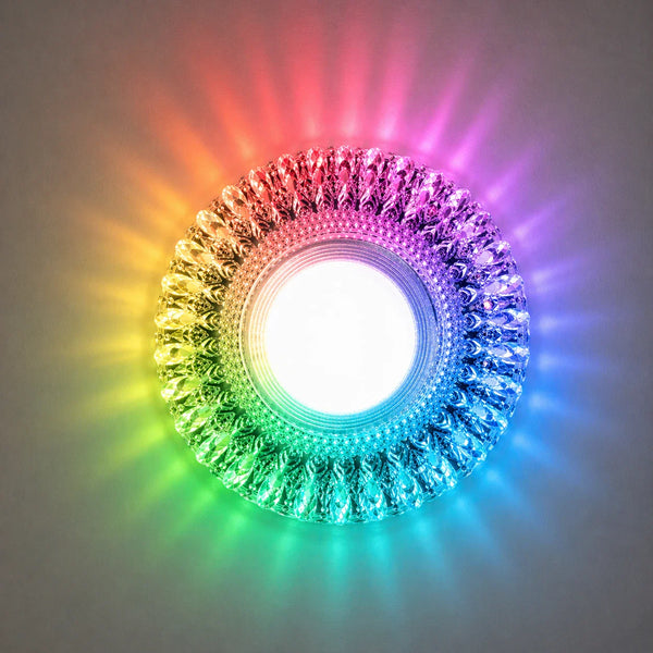 Spot LED Vienna, 5W, Rotund, Lumina Rece + RGB, Alb, Rasina si Sticla